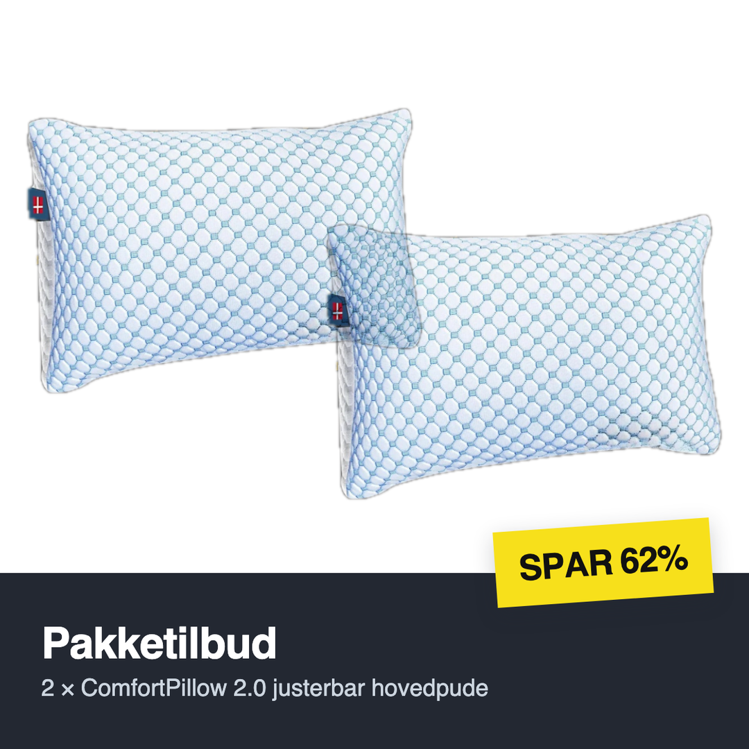 Pakketilbud — 2 × ComfortPillow 2.0 justerbar hovedpude, spar 62%