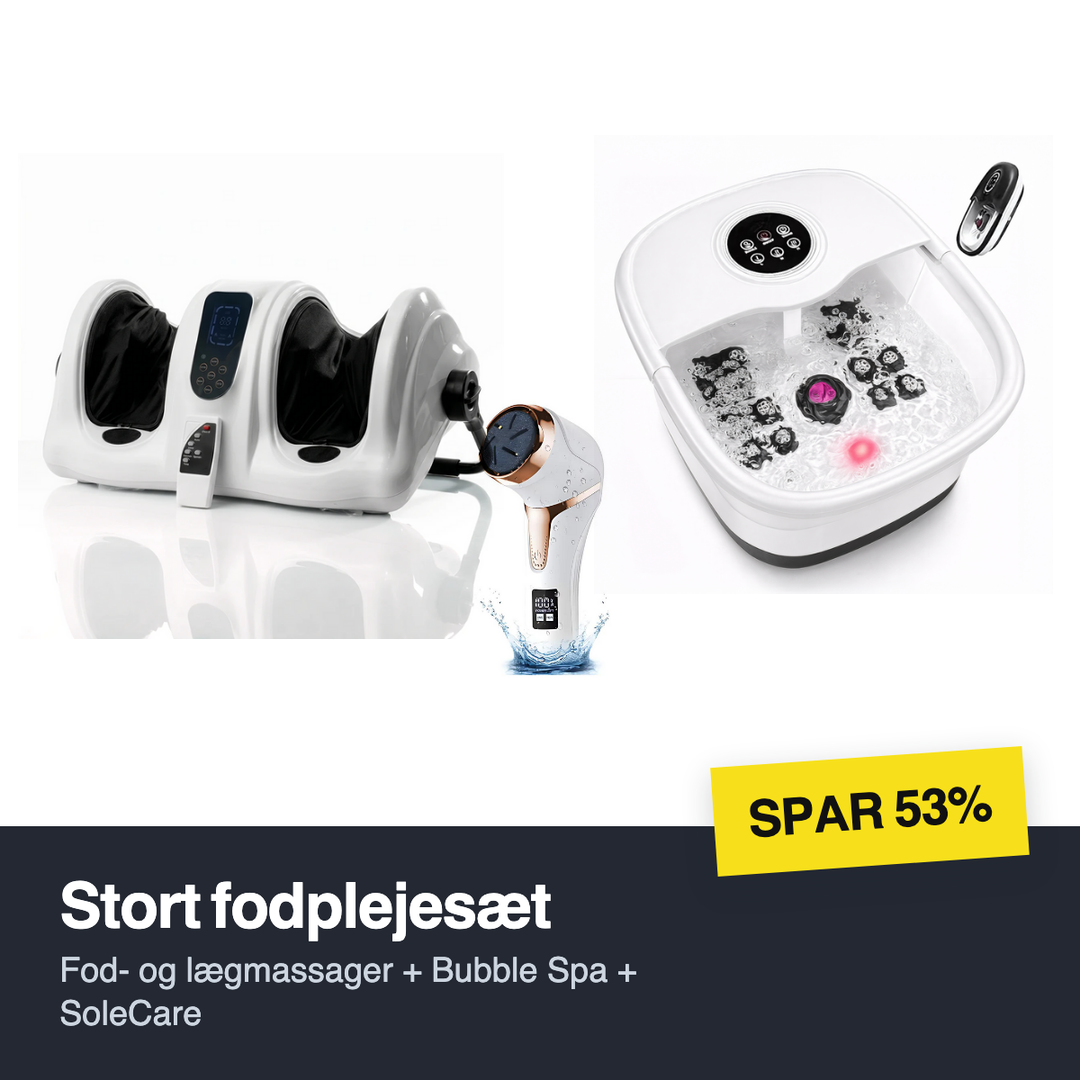 Stort fodplejesæt — Fod- og lægmassager, Bubble Spa og SoleCare, spar 53%