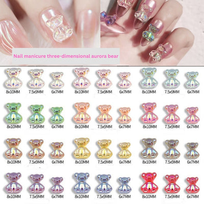Neglekunst bjørn tilbehør neglekunst diamant aurora krystal diamant lim fantasi farve slik tegneserie bjørn negle dekoration diamant