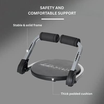 Foldbar mavetræner til hjemmegym, 55x42x11-32 cm, justerbar højde, maks. 120 kg, med pude til effektiv coretræning, kompakt og robust, perfekt til stuen eller soveværelset.