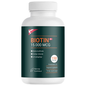 Biotin 15.000 MCG - Højstyrke Biotin kapsler til sundt hår, hud og negle