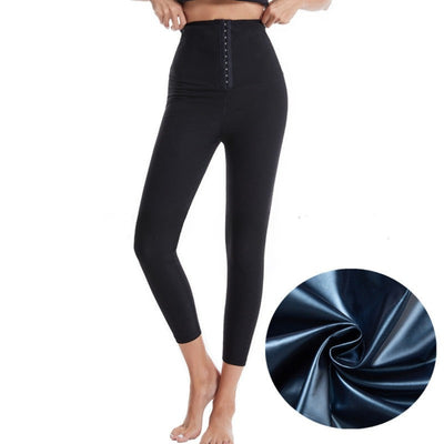 Maveformende bukser høj talje knappet hofte-løftende svedbukser yoga-sportsbukser leggings