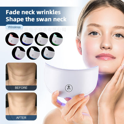 LED-lys syv-farve touch foton hudforyngelse hals maske blegning spektrum anti-acne maske hjem skønhed instrument