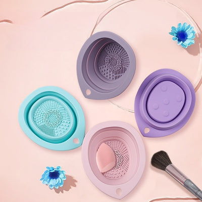 Silikone makeupbørste renser sammenfoldelig kosmetikbørste rengøringsskål pudderpuff skønhedssvamp vaskemåtte børste skrubbeplade