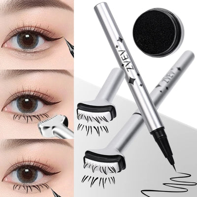 Øjenvippestempler Pen 2 i 1 Nedre øjenvippeforseglingsværktøj Hurtigtørrende Sort Brun Flydende Eyeliner Pen Øjenvippesimulering Makeup