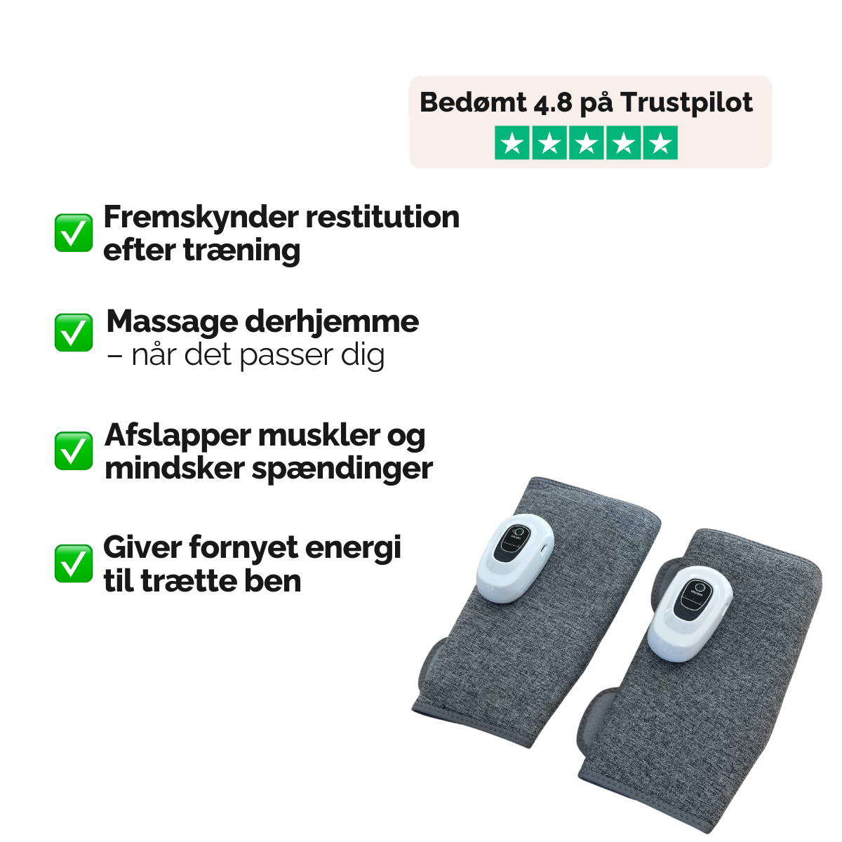 Lufttryksmassage til ben og lægge – Øger blodcirkulationen og lindrer ømhed