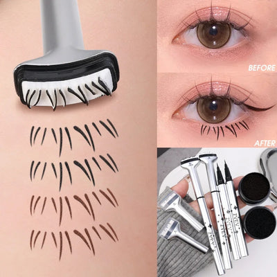 Øjenvippestempler Pen 2 i 1 Nedre øjenvippeforseglingsværktøj Hurtigtørrende Sort Brun Flydende Eyeliner Pen Øjenvippesimulering Makeup