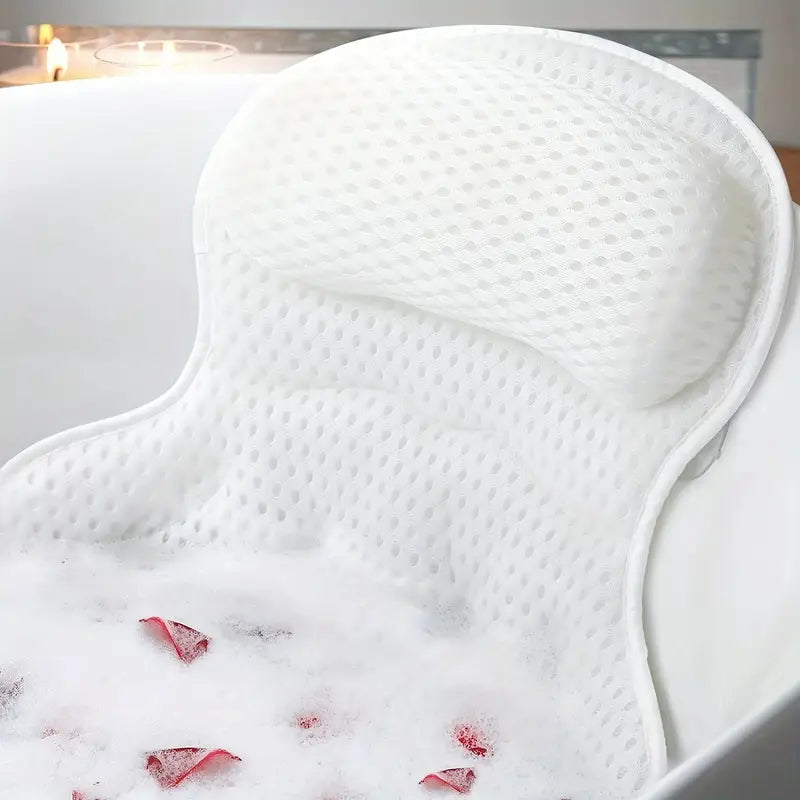 Luksus spa-badepude med 4D-luftnet-teknologi, hypoallergen, ikke-slip sugekopper, nakke- og rygsupport, hurtigtørrende, maskinvaskelig, afslappende badetilbehør gave