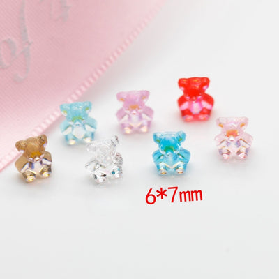 Neglekunst bjørn tilbehør neglekunst diamant aurora krystal diamant lim fantasi farve slik tegneserie bjørn negle dekoration diamant