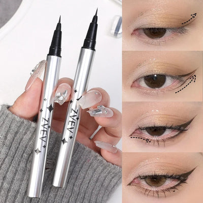 Øjenvippestempler Pen 2 i 1 Nedre øjenvippeforseglingsværktøj Hurtigtørrende Sort Brun Flydende Eyeliner Pen Øjenvippesimulering Makeup