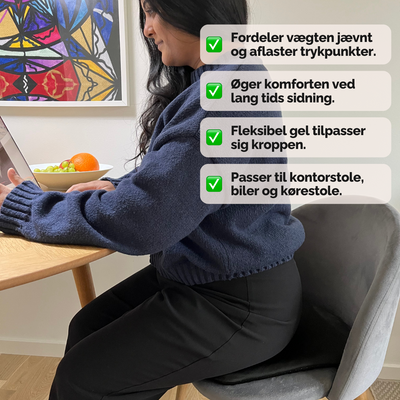 Siddepude af støddæmpende gel med bikubestruktur