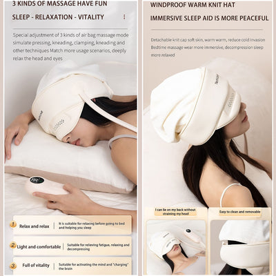 Nyt hovedmassageinstrument hoved-øje-æltning varm massagehætte søvninstrument hovedmassageapparat