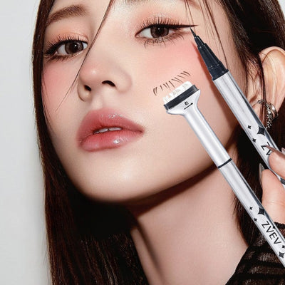 Øjenvippestempler Pen 2 i 1 Nedre øjenvippeforseglingsværktøj Hurtigtørrende Sort Brun Flydende Eyeliner Pen Øjenvippesimulering Makeup