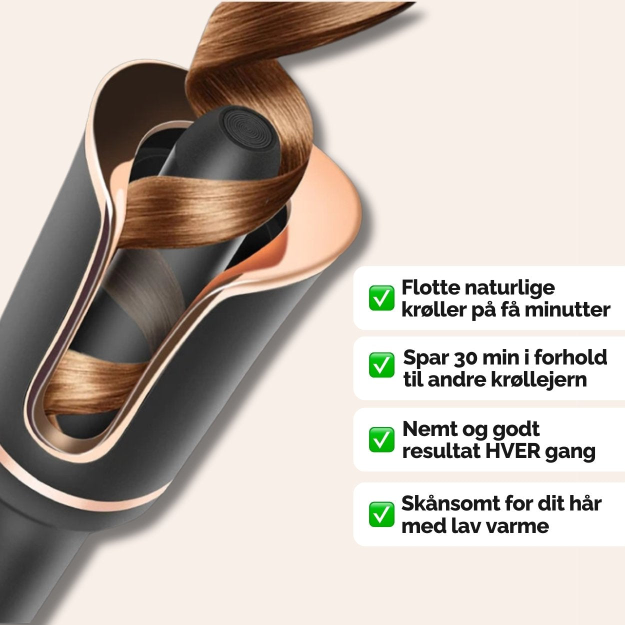 CurlMaster Pro™ – Salonklare krøller med ét tryk