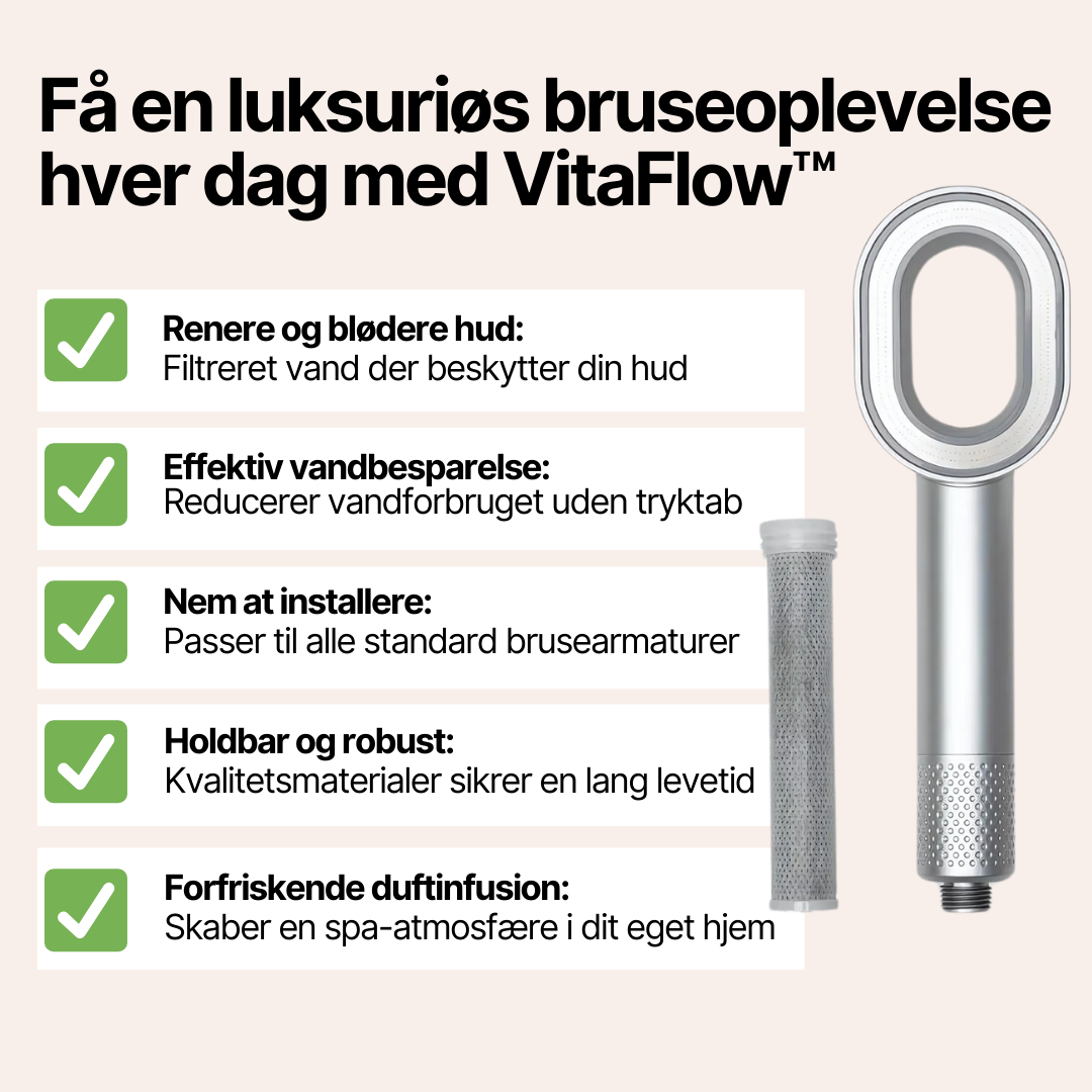 VitaFlow™ Wellness-brusehoved med filtreringsteknologi