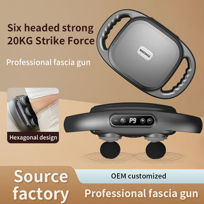 6 Head Massage Gun Håndholdt fuld kropstræningsrem massageapparat Deep Tissue Impact til nakke og ryg Fascia Gun