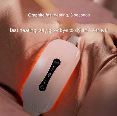 Smertelindrende varmepude Periodevarmebælte og massageapparat til menstruationskramper med 3 varmeniveauer og 3 massagemetoder til kvinder