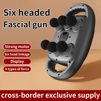 6 Head Massage Gun Håndholdt fuld kropstræningsrem massageapparat Deep Tissue Impact til nakke og ryg Fascia Gun