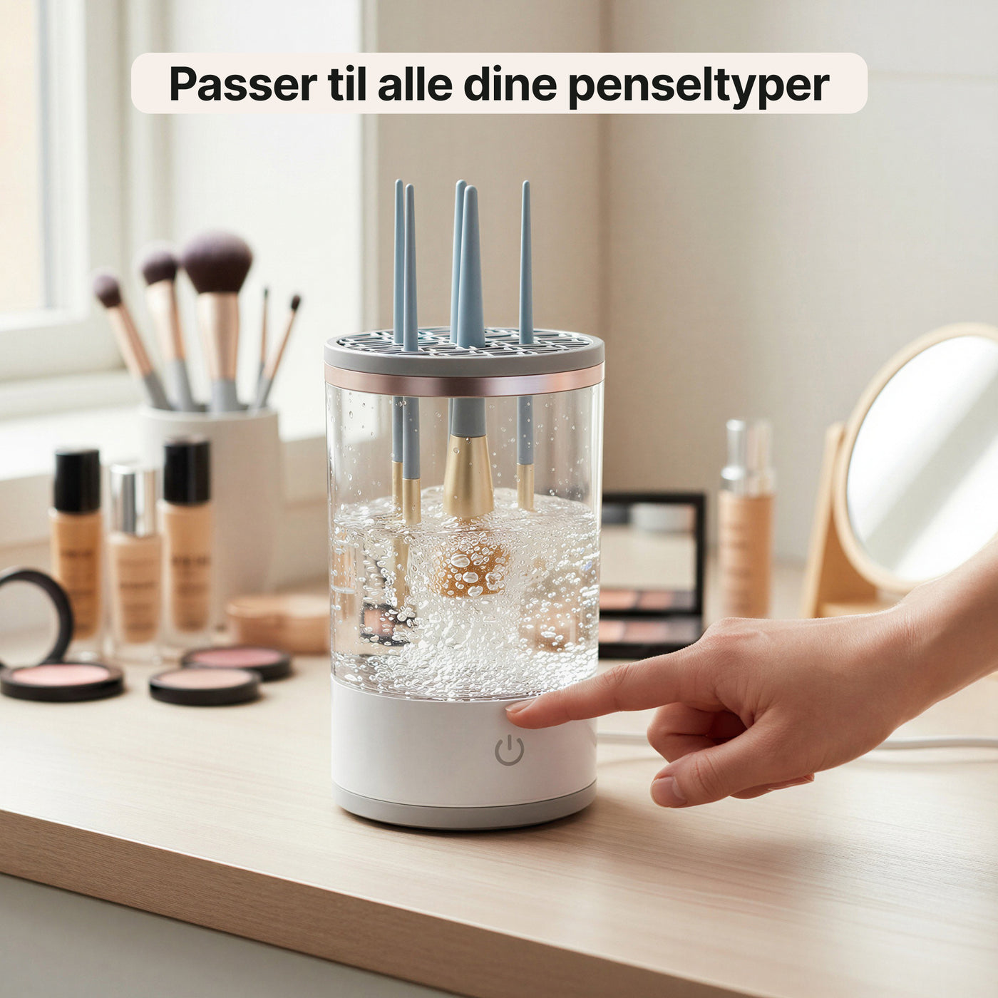 Elektrisk penselrenser – Automatisk rengøring og tørring af makeuppensler