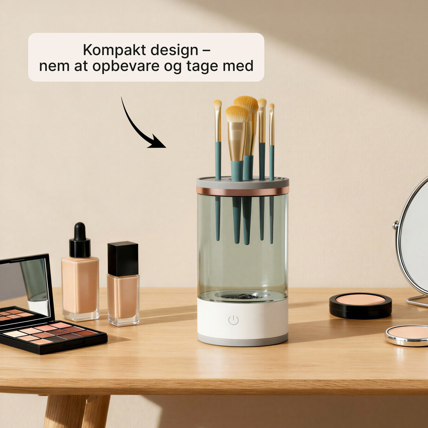 Elektrisk penselrenser – Automatisk rengøring og tørring af makeuppensler