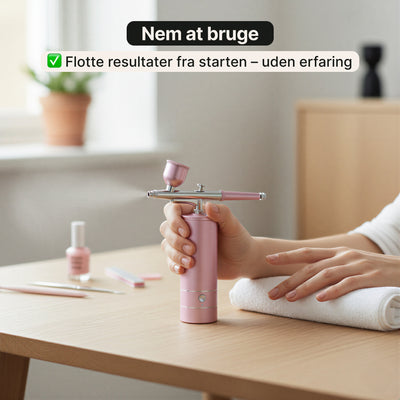 Airbrush – Bærbart kompressorsæt (Pulver, børste, dyse & luftrør medfølger)