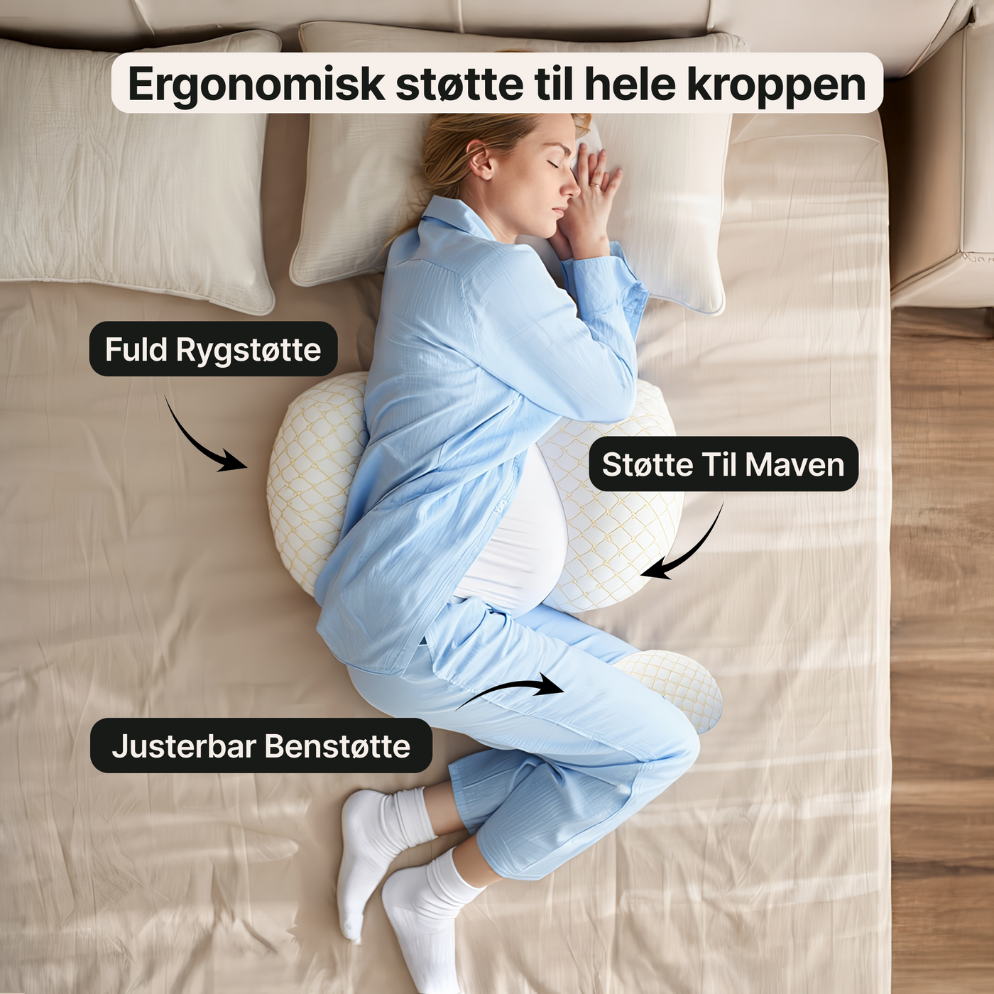 Graviditetspude – Ergonomisk støtte til mave, ryg og hofter