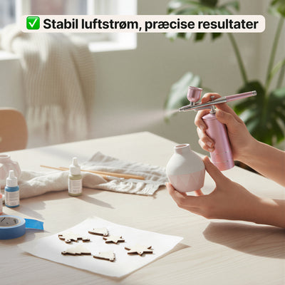 Airbrush – Bærbart kompressorsæt (Pulver, børste, dyse & luftrør medfølger)