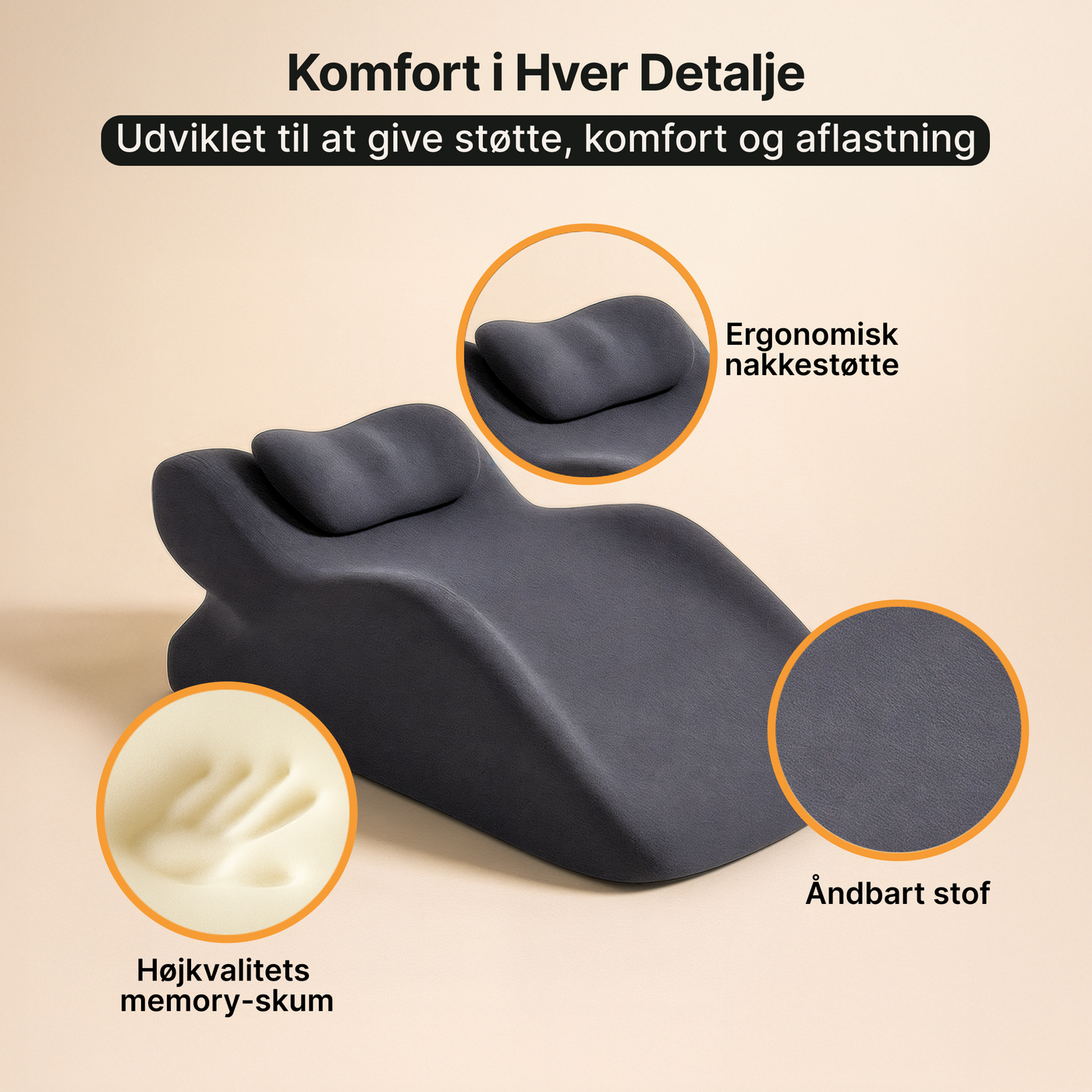Ergonomisk Ryg- og Nakkepude - Optimal støtte for bedre kropsholdning