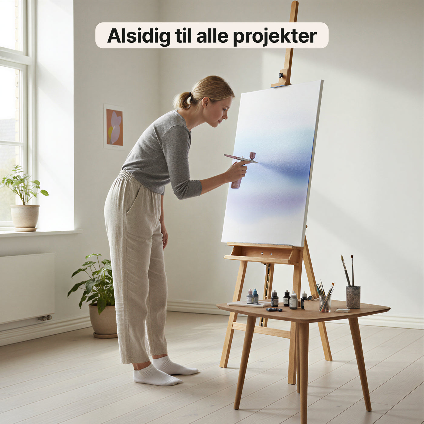 Airbrush – Bærbart kompressorsæt (Pulver, børste, dyse & luftrør medfølger)