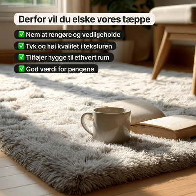 Luxuriøst Fluffy Tæppe - Blødt og skridsikkert til enhver indretning
