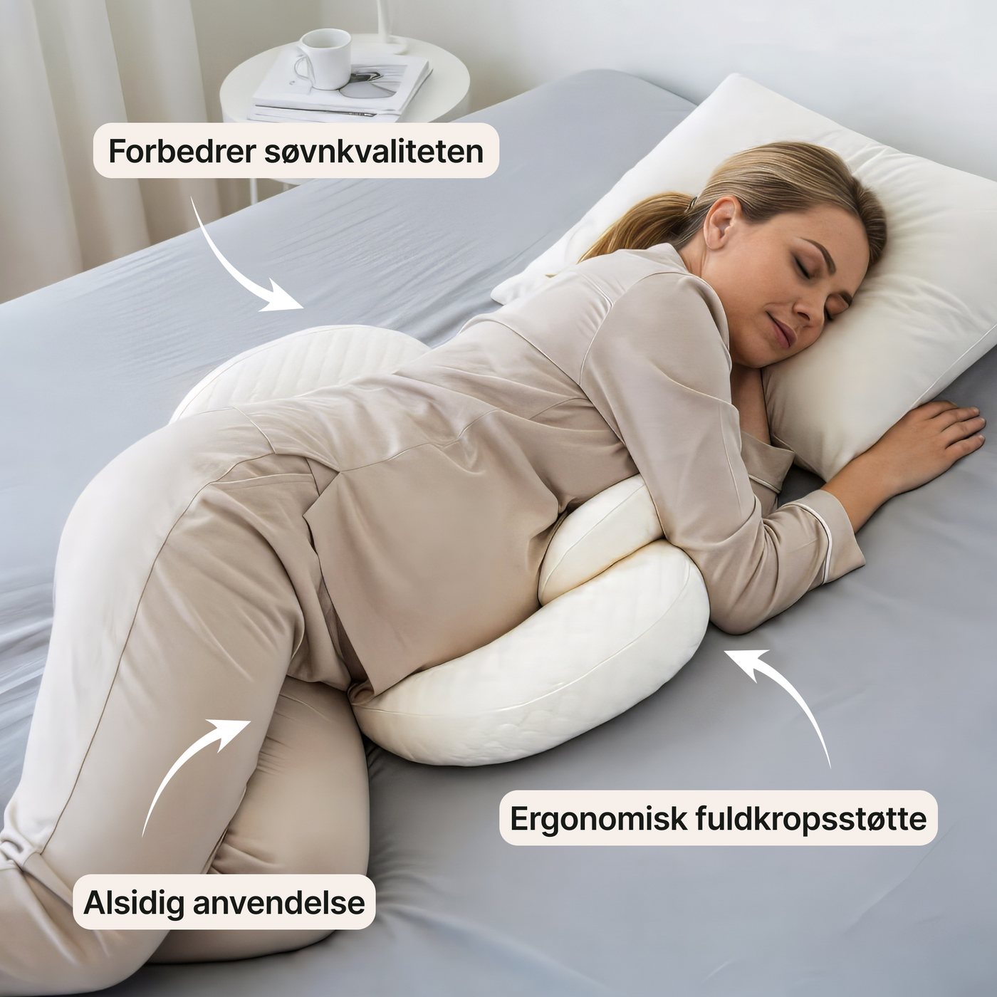 Graviditetspude – Ergonomisk støtte til mave, ryg og hofter