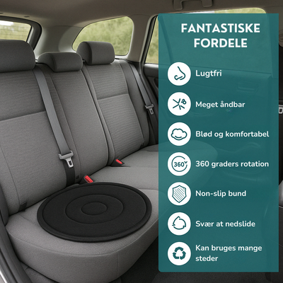 SpinComfort™ - Drejepude til bil og seng (Sort)