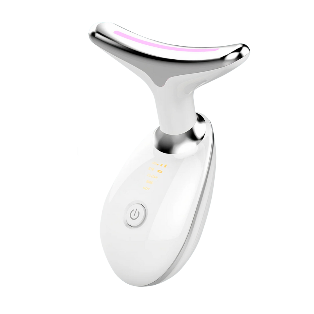 Vibralift™ - Multifunktionel Nakke- og Ansigtsmassager med LED, Sonisk Vibration og Varme