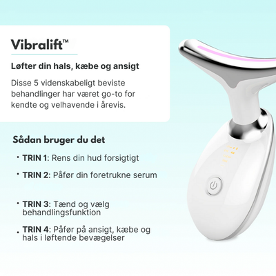 Vibralift™ - Multifunktionel Nakke- og Ansigtsmassager med LED, Sonisk Vibration og Varme