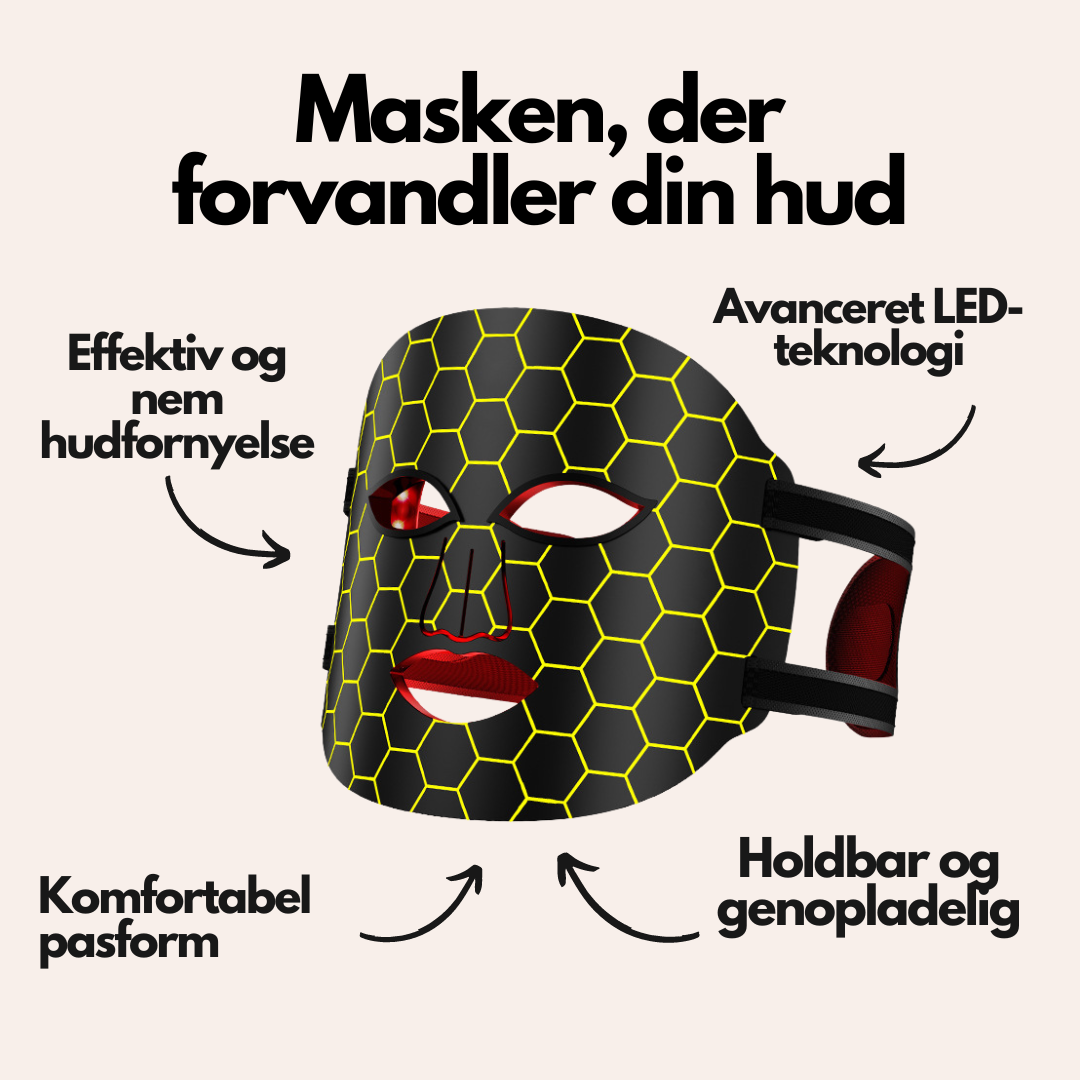 DermaBright™ Lysterapi maske der lysner, opstrammer og udglatter din hud