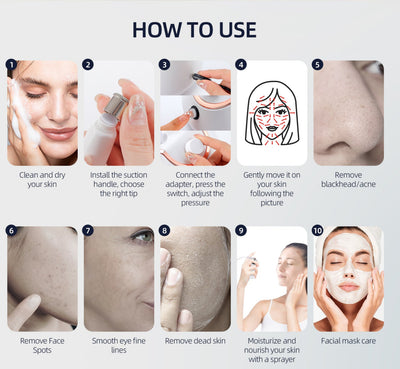 Tre-i-en diamant-mikroskulptur-mikrodermabrasionsmaskine, fjernelse af hudorme, acne-opfyldningsspray, multifunktionelt skønhedsinstrument