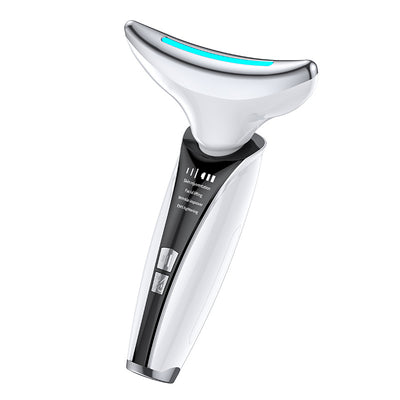 Skønhedshalsinstrument hjemme skønhedsinstrument ansigts- og halsløftende massageinstrument introduktionsinstrument farvet lys og mikrokurrentvibration