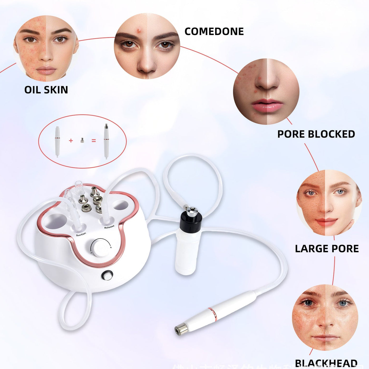 Tre-i-en diamant-mikroskulptur-mikrodermabrasionsmaskine, fjernelse af hudorme, acne-opfyldningsspray, multifunktionelt skønhedsinstrument