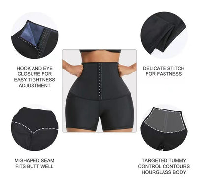 Sportsfitness-svedslankende korte bukser yogabukser knap-lukkede taljebukser hofte‑løftende og mavekontrollerende shorts