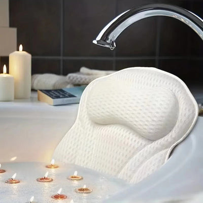 Luksus spa-badepude med 4D-luftnet-teknologi, hypoallergen, ikke-slip sugekopper, nakke- og rygsupport, hurtigtørrende, maskinvaskelig, afslappende badetilbehør gave