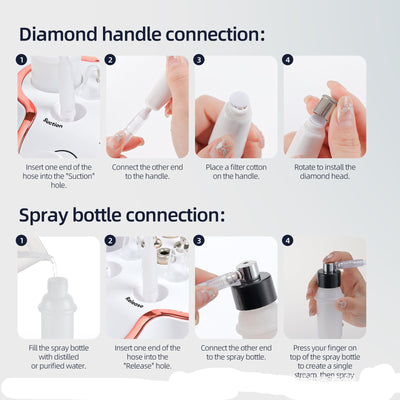 Tre-i-en diamant-mikroskulptur-mikrodermabrasionsmaskine, fjernelse af hudorme, acne-opfyldningsspray, multifunktionelt skønhedsinstrument