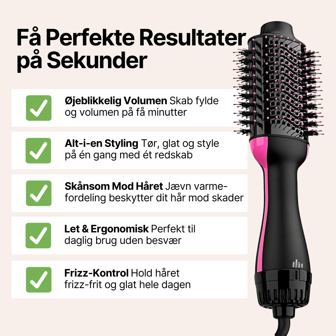 BlowOut Pro™ Varmluftsbørste - Skab Fylde og Glans med Skånsom Styling