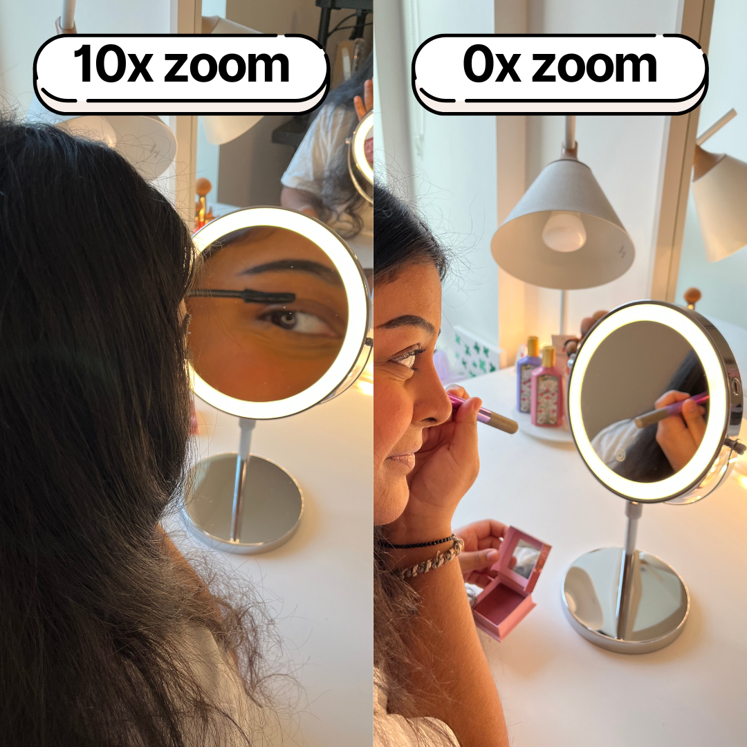 LumiGlow Pro Intelligent makeupspejl med justerbart LED-lys og 10x forstørrelse