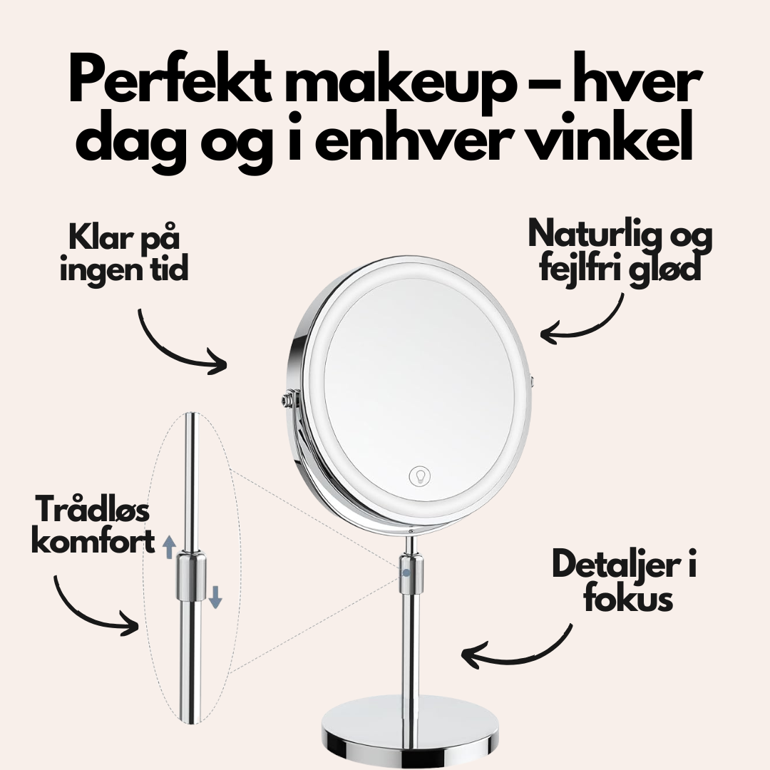 LumiGlow Pro Intelligent makeupspejl med justerbart LED-lys og 10x forstørrelse