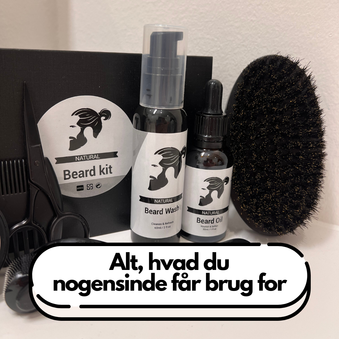 Skægpleje Kit - Komplett Skægpleje Med Skægolie, Skægbalsam, Børste, Kam, Saks