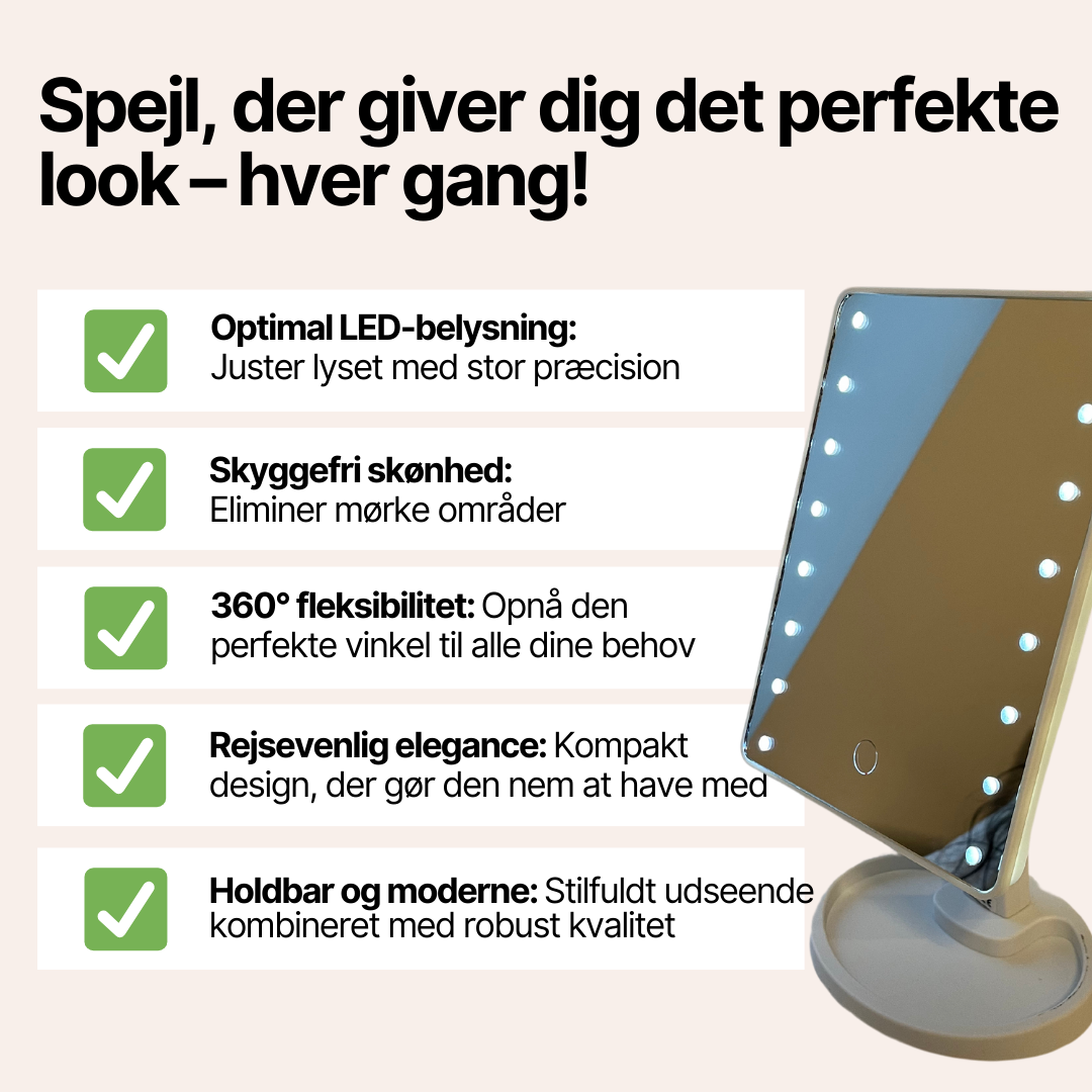 BrillianceBeam Makeup Spejl med LED Lys