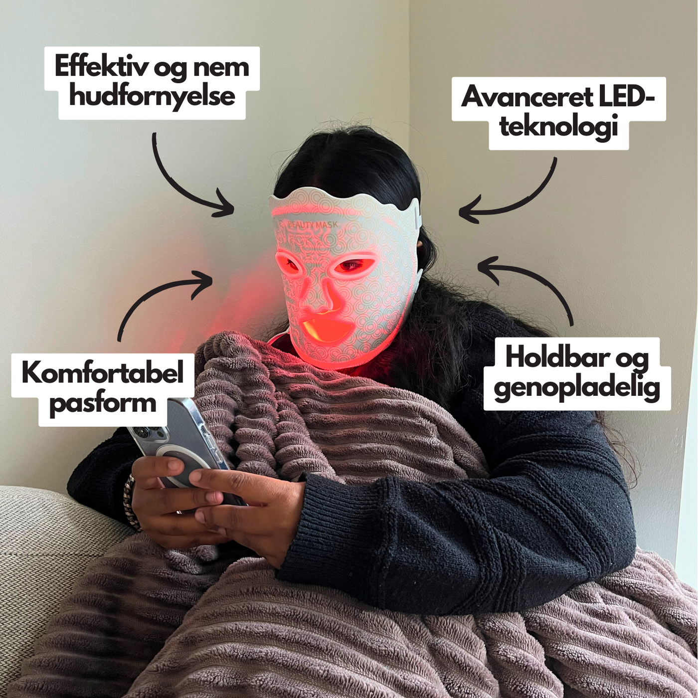 LED Maske 2.0™ - Lysterapi maske der lysner, opstrammer og udglatter din hud