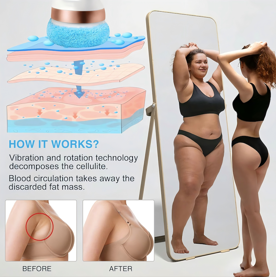 Cellulite-massageapparat Body Sculpting Machine Elektrisk håndholdt kropsmassageapparat med 6 vaskbare massagepuder