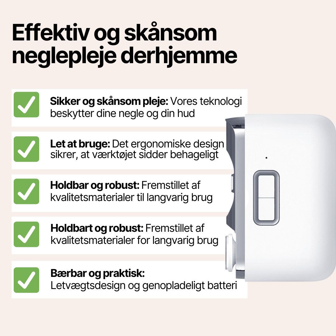 GlamTrim™ Elektrisk negletrimmer - Få perfekt plejede negle med sikker skånsom trimning