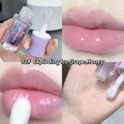 Vandlys læbepomade fugtighedscreme, transparent gelé-spejl, frugtkrystal læbeolie, klar fugtgivende, plumpende koreansk læbepleje makeup